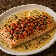 Broiled Salmon at Villa Milano in Manhasset, NY
