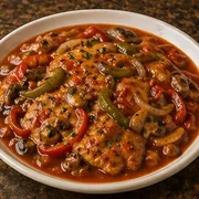 Chicken Cacciatore at Villa Milano in Manhasset, NY