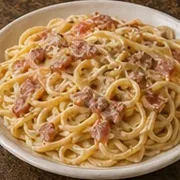 Linguini alla Carbonara at Villa Milano in Manhasset, NY