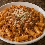 Rigatoni Bolognese at Villa Milano in Manhasset, NY