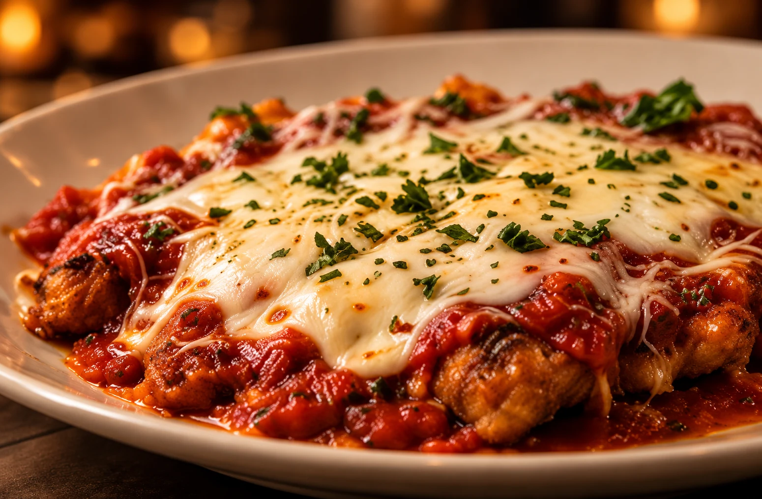 Chicken Parmigiana at Villa Milano Italian restaurant in Manhasset