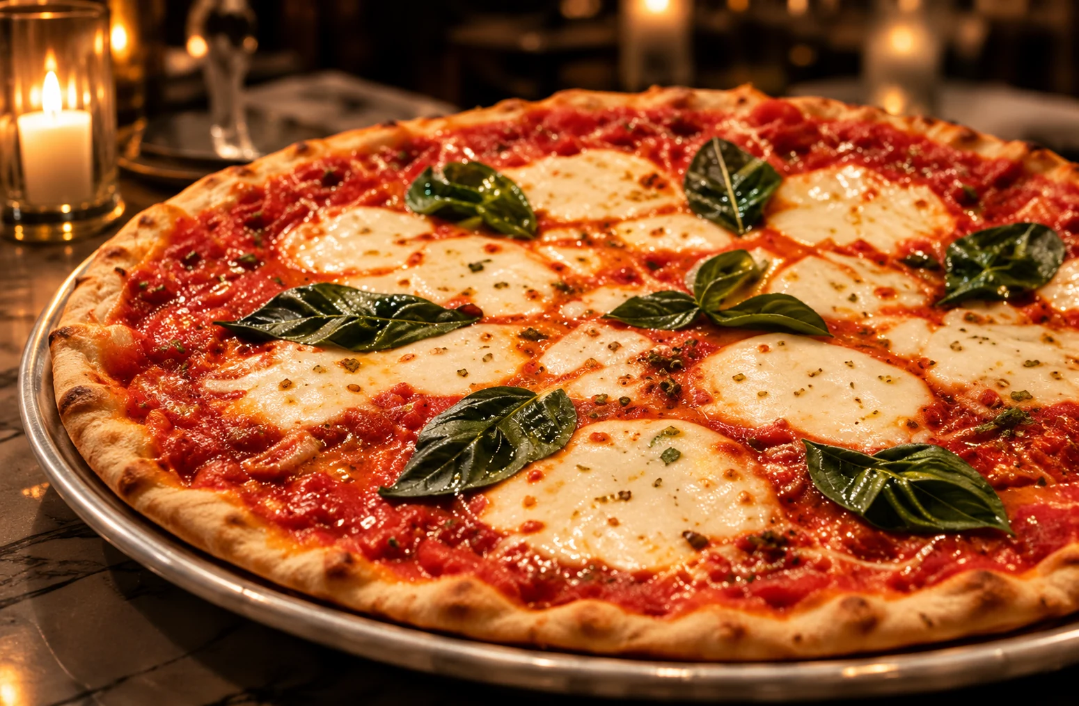 Margherita Pizza at Villa Milano Italian restaurant in Manhasset