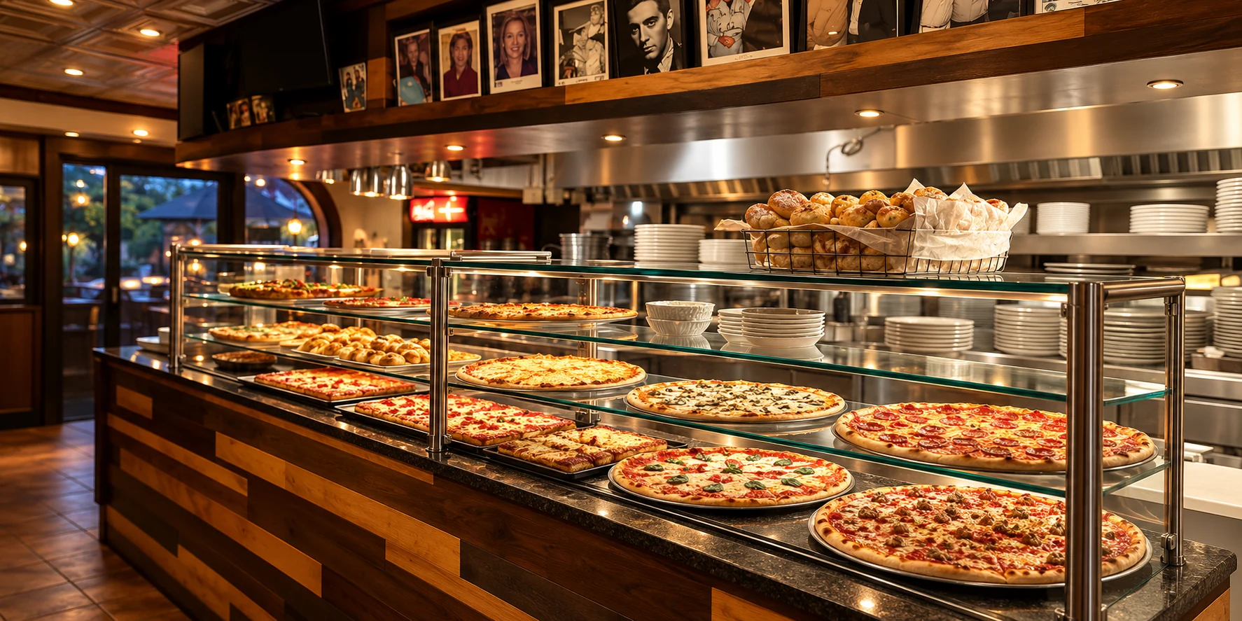 Fresh pizza at Villa Milano’s neighborhood counter on Plandome Road